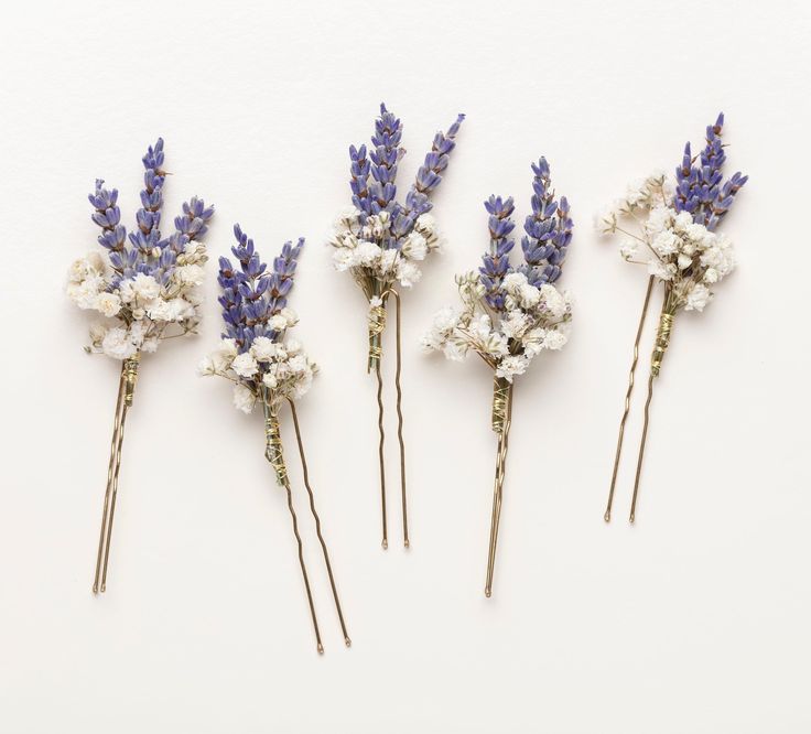 Wedding hair accessories. Lavender hair pins, White baby's breath and lavender. bridal hair pin 6 PCS.  Estimated delivery times: All parcels to United States will be delivered via UPS - 4-7 business days,  phone number is required for the courier. Parcels within EUROPEAN UNION UPS standard service 2-4 business days Parcels to Australia will be shipped via Standard Airmail and shipping time takes 2 weeks. Lavender In Hair Wedding, Lavender Wedding Hair, Purple Hair Accessories Wedding, Adjustable Lavender Headpiece For Wedding, Lavender Hair Piece, Lavender Hair Piece Wedding, Whimsical Wedding Hair, Lavender Spring Headpiece, Purple Flower Hair Piece