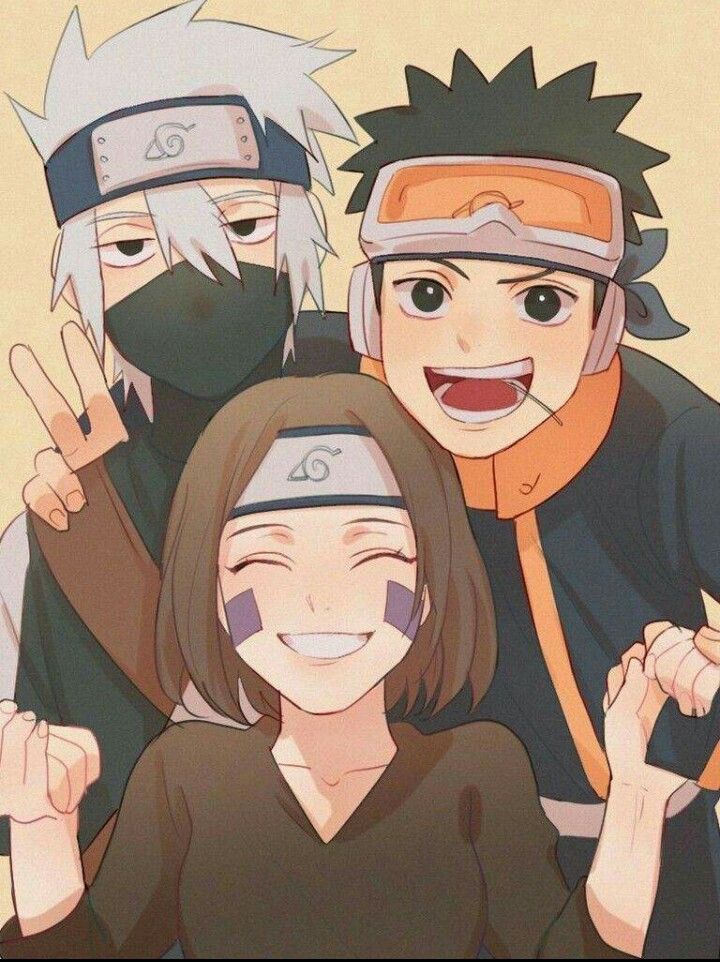 the naruto family is posing together for a photo with their fingers up in front of them