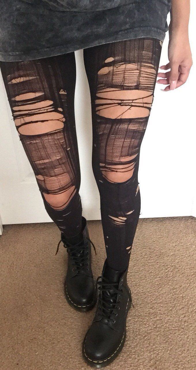 Ripped Tights #style #hosiery #tights #fashion Ripped Stockings, Ripped Tights, Mesh Clothing, Stylish Socks, Sheer Tights, Grunge Goth, Tights Outfit, Alternative Outfits, Goth Fashion