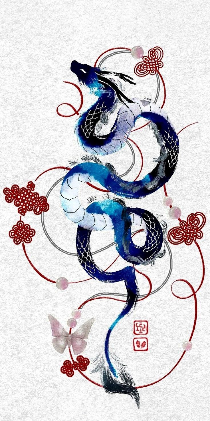 Chinese Water Dragon Art, Iphone Wallpaper Dragon, Dragon Tattoo Back, Minimal Tattoo Designs, Chinese Dragon Art, Dragon Painting, Dragon Anime, Dragon Poster, Dragon Tattoo Art