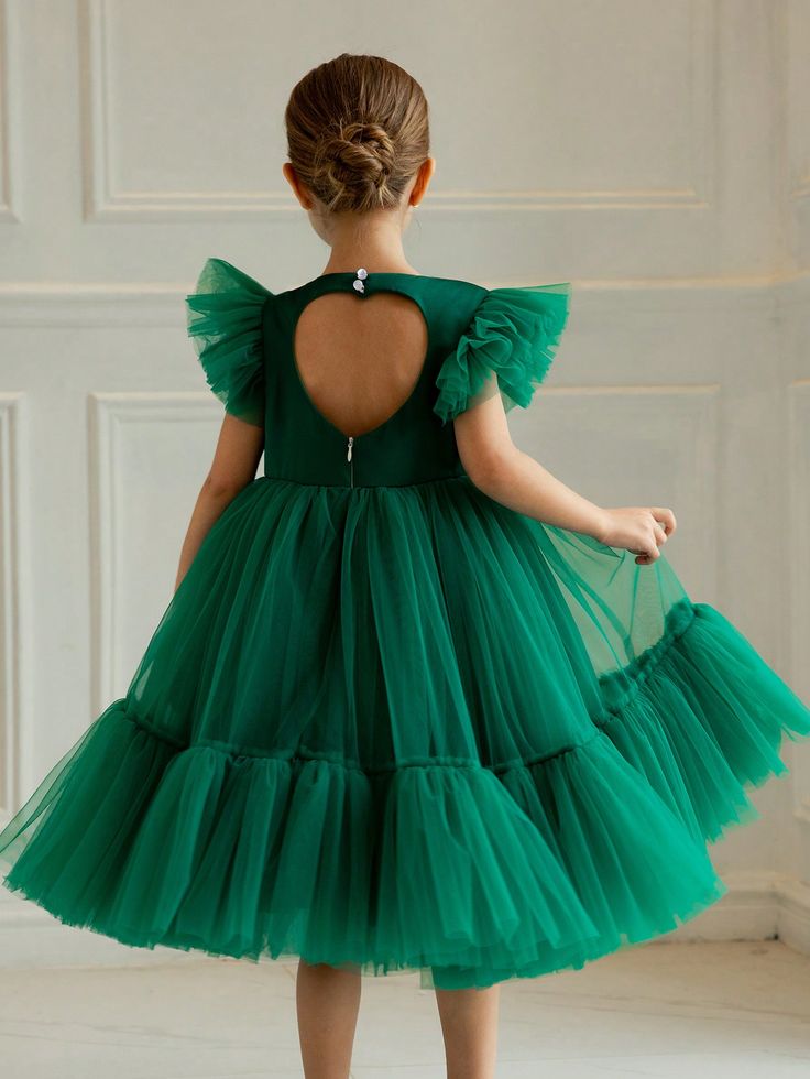 Young Girl's Cap Sleeve Dress, Tulle Princess Gown Suitable For Birthday Gift, Party, Christmas, Wedding, Holiday Celebration, School Stage Green Party  Sleeveless Fabric Plain Fit and Flare Non-Stretch All Young Girls Clothing, size features are:Bust: ,Length: ,Sleeve Length: Stage Green, Long Sleeve Satin Dress, Strapless Wedding Dress Mermaid, Deep V Dress, Princess Dress Up, Princess Gown, Dress Tulle, Cap Sleeve Dress, Christmas Party Dress