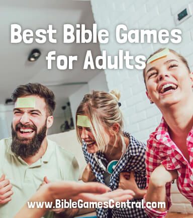 three people sitting on a couch with the words best bible games for adults