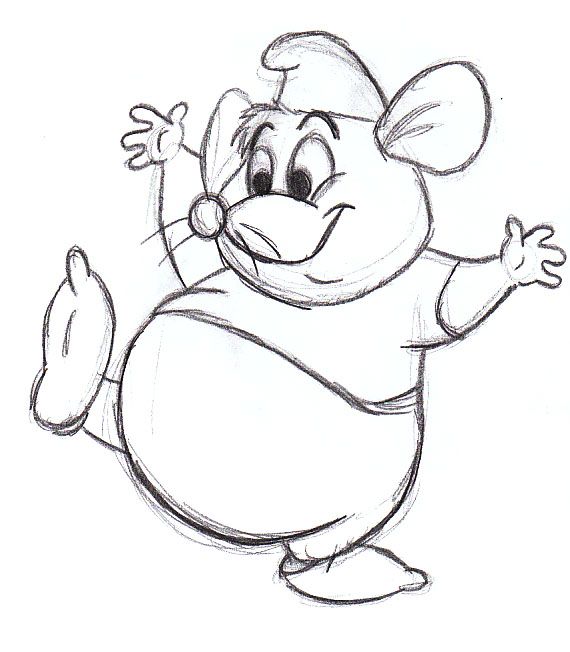 a drawing of a cartoon mouse with one hand out and the other in the air