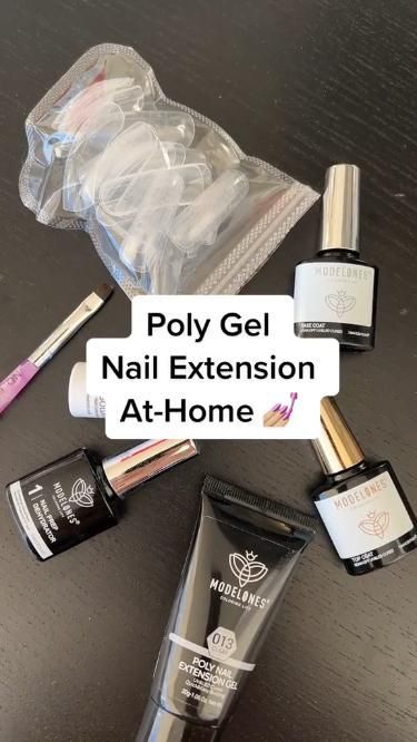 Nails gel Black Poly Gel Nails, Nail Extensions For Beginners, Polygel Nails Beginner, Poly Gel Nails Removal, Poly Gel With Tips, Beginner Polygel Nails, Gel Nail For Beginners, Poly Gel Nail Kits For Beginners, Poly Gel For Beginners