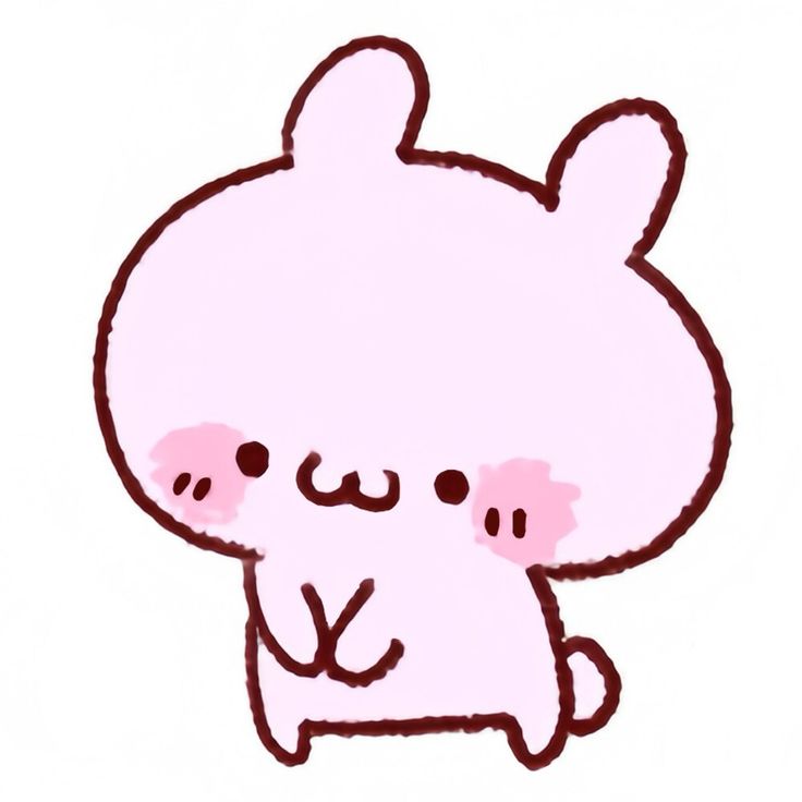 a drawing of a pink bear with big ears