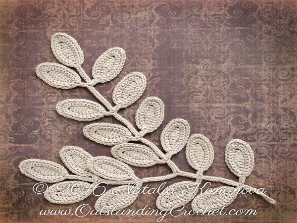 a white lace applique with leaves on it