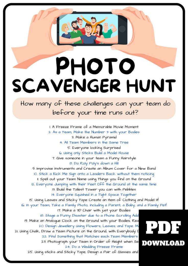 the scavenger hunt for kids is shown in this free printable activity book