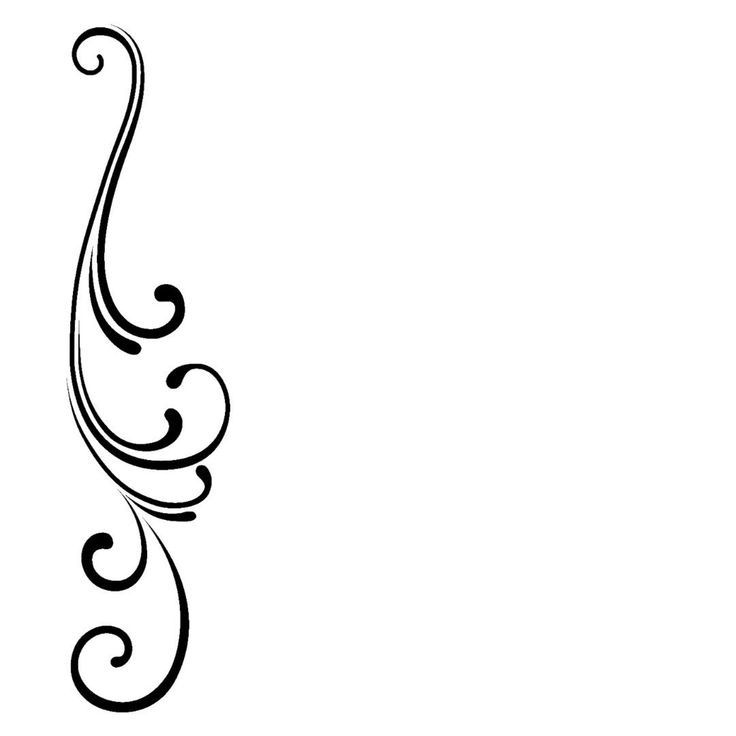 a black and white drawing of a flower with swirls on the side, against a white background