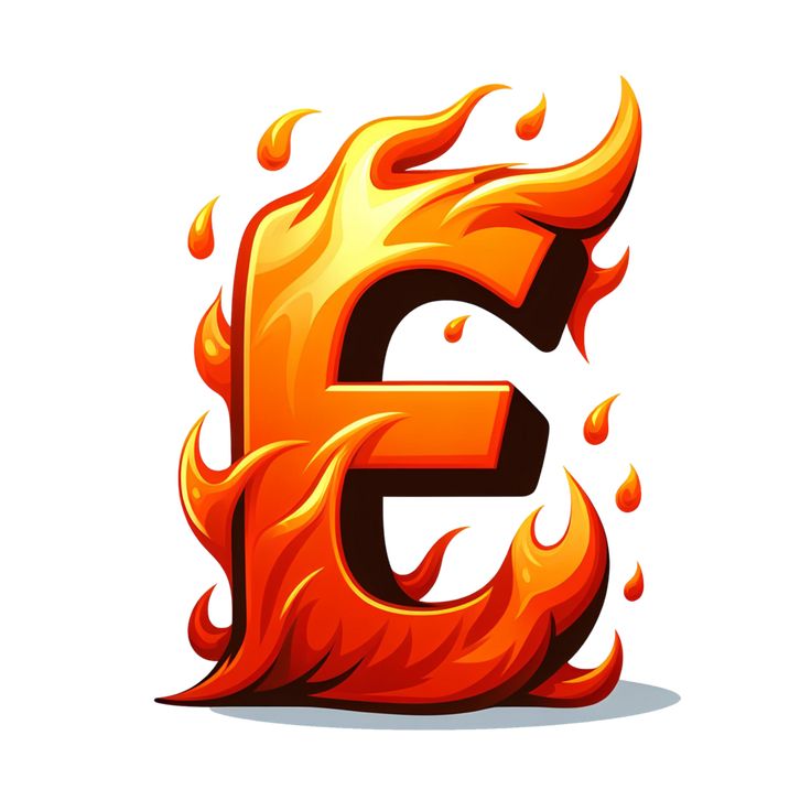 the letter e is made up of flames