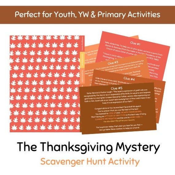 the thanksgiving mystery scavenger hunt activity book for young women or active day girls