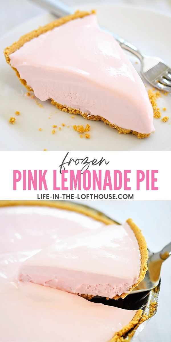 a pink lemonade pie on a white plate