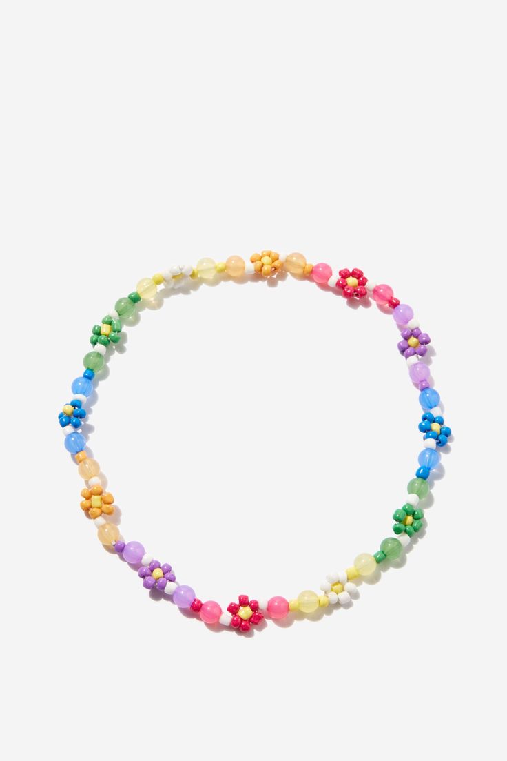 KIDS BEADED NECKLACE Trendy Multicolor Flower Necklace For Summer, Trendy Multicolor Summer Flower Necklace, Adjustable Multicolor Flower Necklace For Spring, Spring Multicolor Adjustable Flower Necklace, Trendy Adjustable Flower Necklace With Colorful Beads, Trendy Adjustable Beaded Flower Necklace, Cute Colorful Beads Necklaces For Spring, Cute Colorful Beaded Necklaces For Spring, Adjustable Flower Necklace With Round Beads For Spring