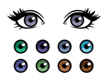 an image of different colored eyes