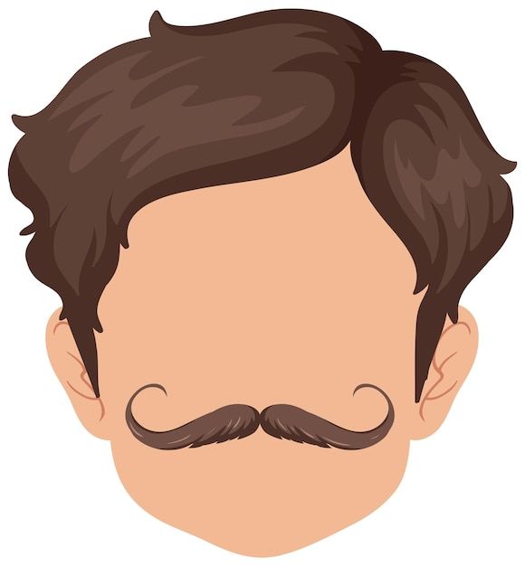 a man's face with a moustache on his hair and mustaches