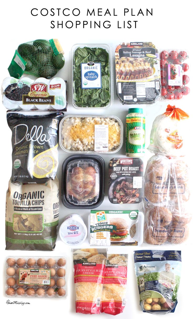 the costco meal plan shopping list is full of healthy, fresh foods and vegetables