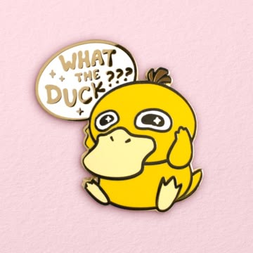 a yellow duck with a speech bubble on it's head