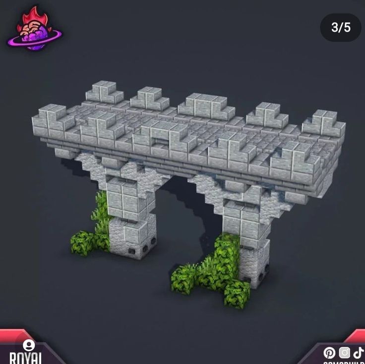 Large Minecraft Bridge Design, Mc Castle Interior, Minecraft Spruce Bridge Ideas, Minecraft Midevil Bridges, Minecraft Stone Staircase, Stone Brick Bridge Minecraft, Midevil Minecraft Bridge, Minecraft Curved Wall, Gothic Bridge Minecraft