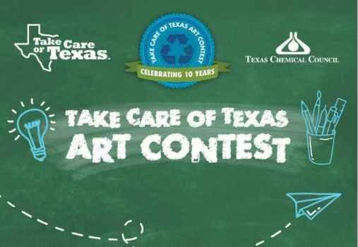 a chalkboard with the words take care of texas art contest written on it