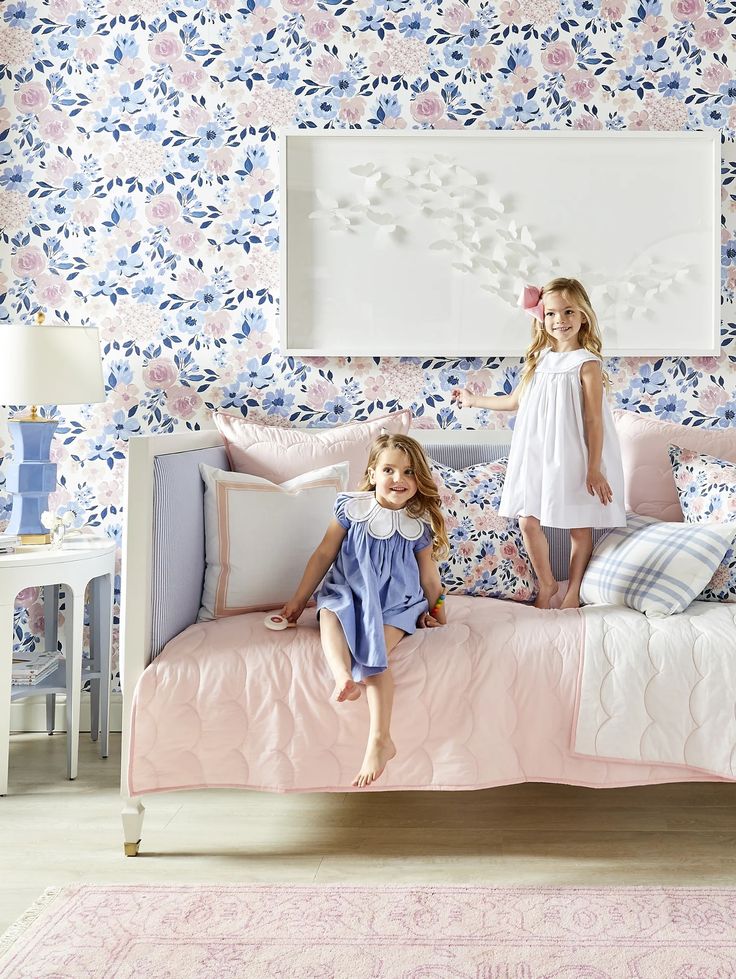 Cait Kids | Children's Furniture and Décor | Caitlin Wilson Maeve Bedroom, Baby Chiara, Scalloped Quilt, 80s Bedroom, Caitlin Wilson, Girl Bedrooms, Rose Pillow, Kid Rooms, Upholstered Daybed