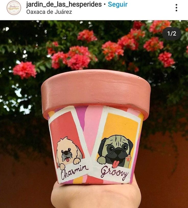 there is a coffee cup with dogs on it and the words charm grooy