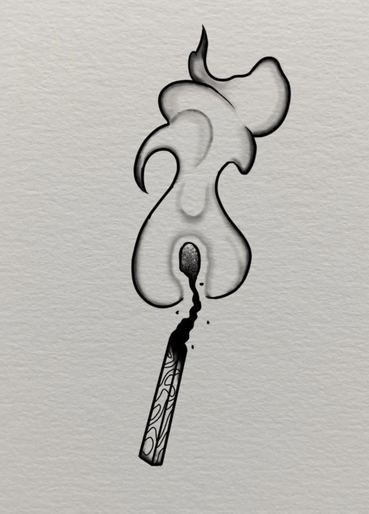 Cool Filler Tattoos, Burnt Match Drawing, Matchstick Tattoo Design, Burnt Match Tattoo, Tattoo Grafite, Simple Dark Tattoos, Silhouette Drawing Ideas, Matchstick Tattoo, Small Filler Tattoo Ideas