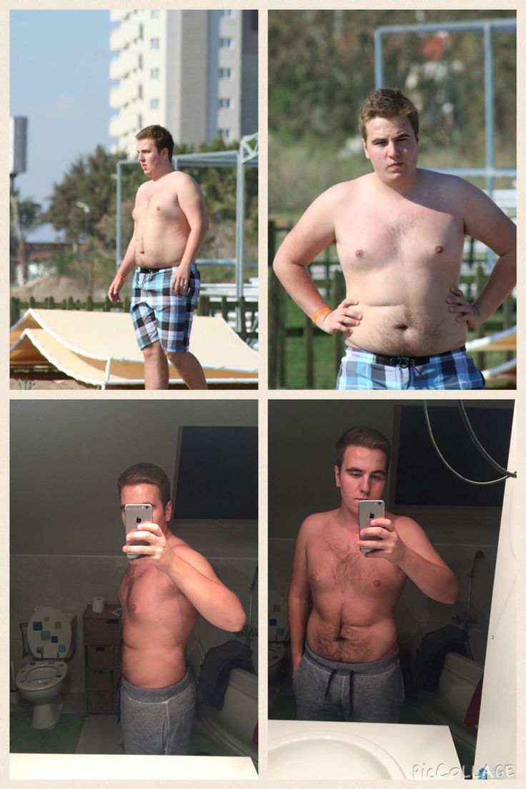 four pictures of a man with no shirt on taking a selfie in the mirror