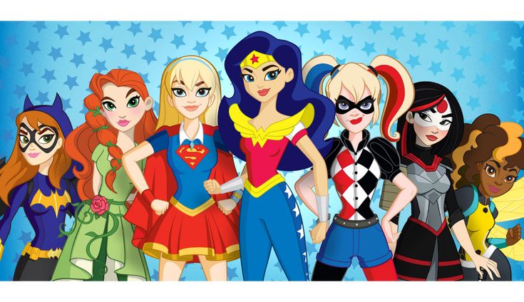 the dc super hero girls are standing together