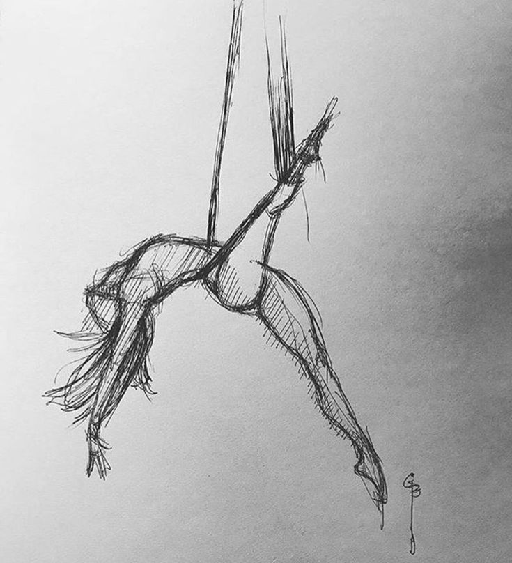 a drawing of a woman hanging upside down