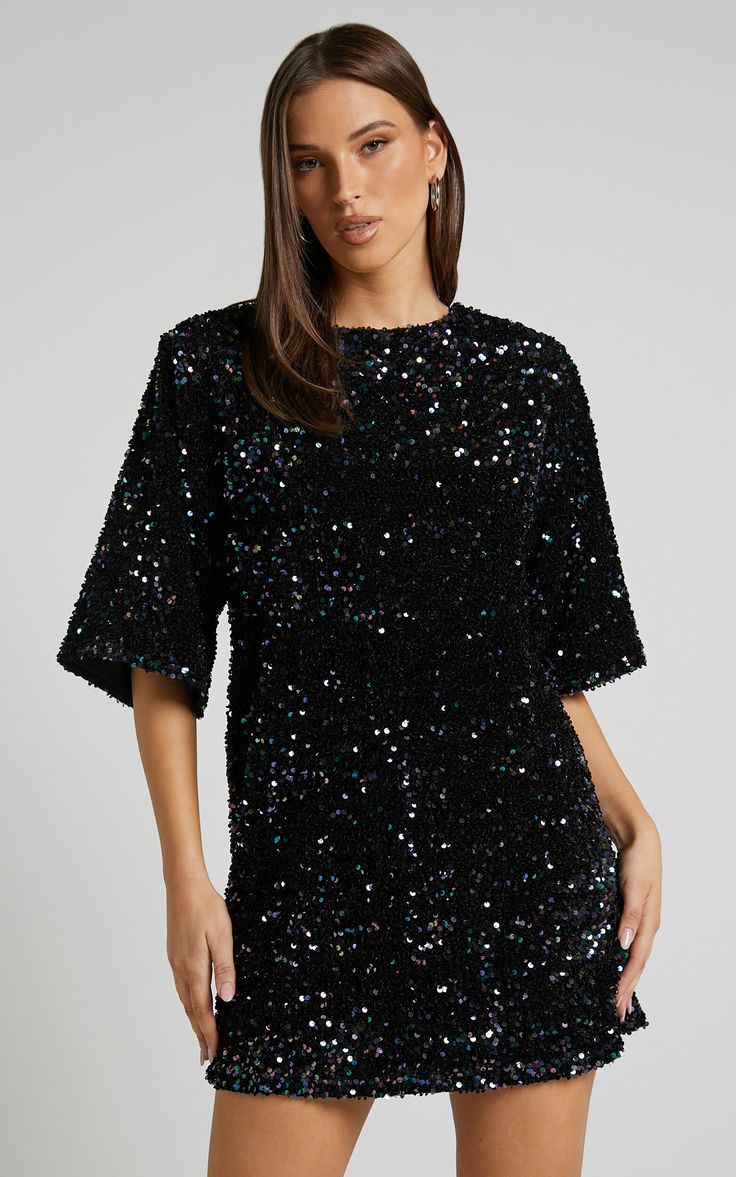 Valetta Mini Dress - Sequin low back shift dress in Midnight Blue Sequin | Showpo USA Semi Formal Dresses Winter Mid Size, Party Dresses With Tall Boots, Wedding Guest Dress For New Years Eve, Black Turtleneck Sequin Dress, Sequin Long Dress With Cowboy Boots, Black Sequin Jersey Dress Short, Winter Semi Formal Dresses Couture Candy, Semi Formal Dresses With Tall Boots, Black Sequin Dress Mid Length