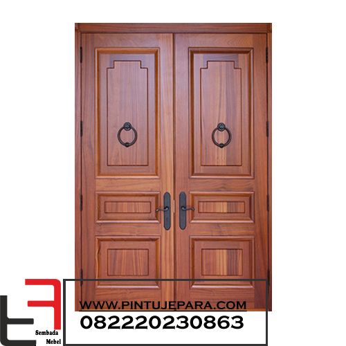 an image of two wooden doors with metal handles