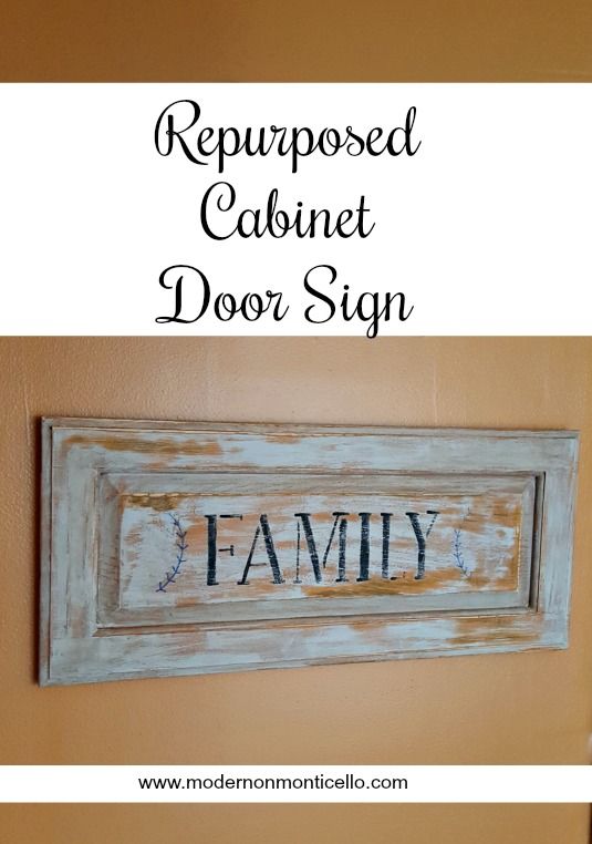 a sign that says repurposed cabinet door sign