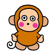 a drawing of a monkey with pink eyes