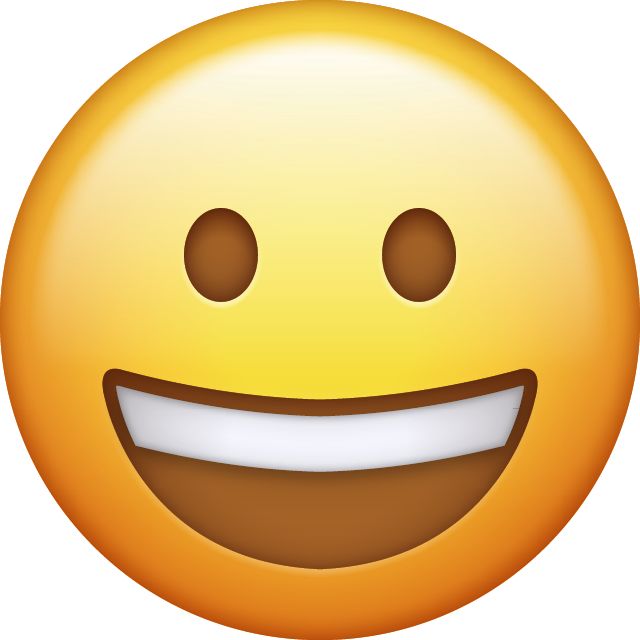 an emoticive smiley face with one big smile