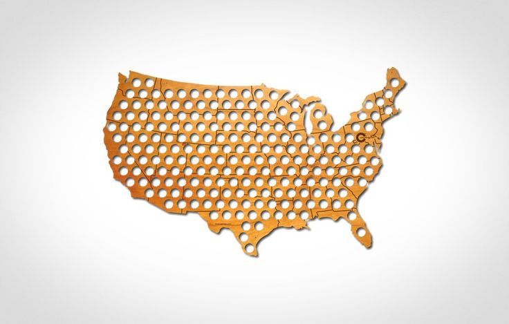 the united states is made up of circles and holes in gold color on white background