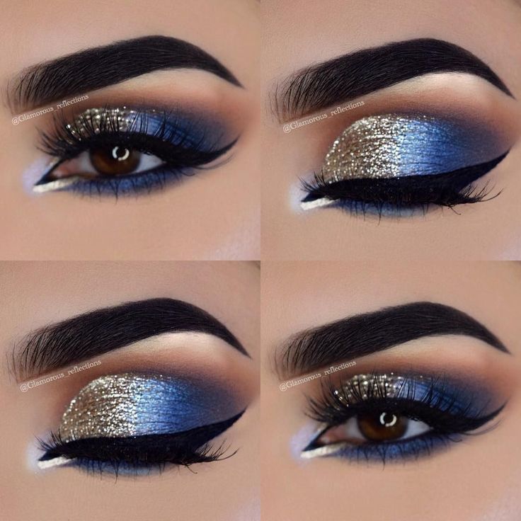 blue & gold eye makeup Carnaval Make-up, Makeup Korea, Make Up Designs, Make Up Gold, Gold Eyeliner, Make Up Studio, Gold Eye Makeup, Cute Eye Makeup, Eye Makeup Pictures