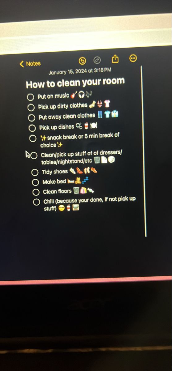 a computer screen showing how to clean your room