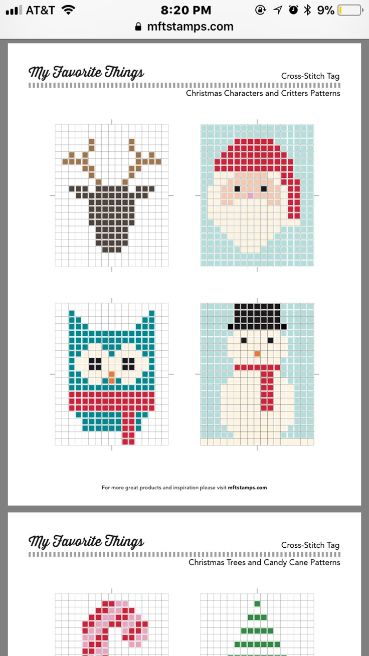 the cross stitch christmas pattern is shown in different colors and sizes, including red, green,