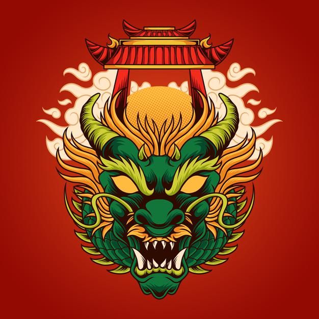 Chinese Dragon Head, Foo Dog Tattoo Design, Dragon Head Tattoo, Simple Face Drawing, Dragon Japanese, Vector Animals, Foo Dog Tattoo, Dance Logo, Dragon Chino