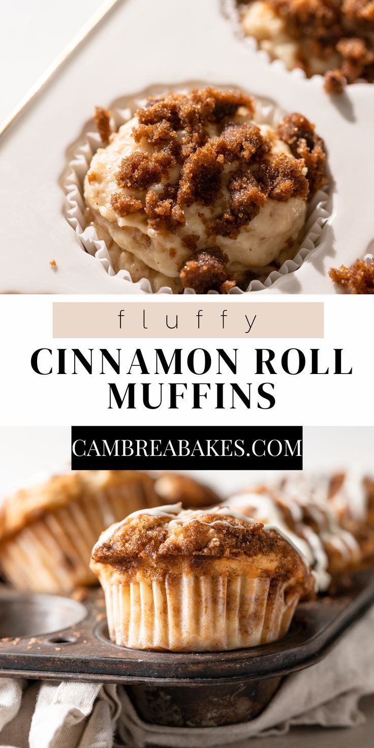 cinnamon roll muffins on parchment paper after baking. Cinnamon Scroll Muffins, Cinnabon Rolls, Cinnamon Roll Muffins, Bakery Style Muffins, Homemade Cinnamon Rolls, Cream Cheese Muffins, Cinnamon Muffins, Muffin Bread, Cream Cheese Icing