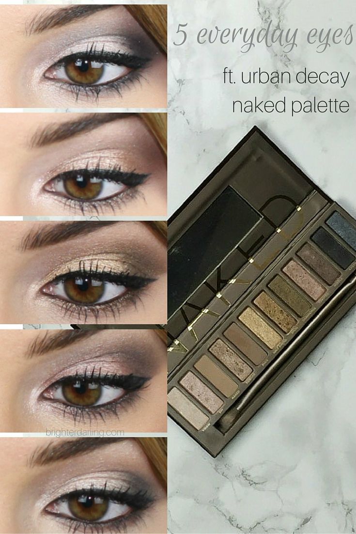 5 Easy Urban Decay Naked Palette Looks for Everyday Using Two Brushes on Brighterdarling.com! Naked Palette Looks, Neutrals Palette, Urban Decay Eyeshadow, How To Apply Eyeliner, Trendy Makeup, Smokey Eyes, Urban Decay Makeup