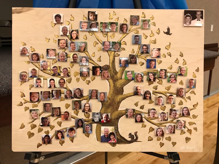 a family tree with many pictures on it