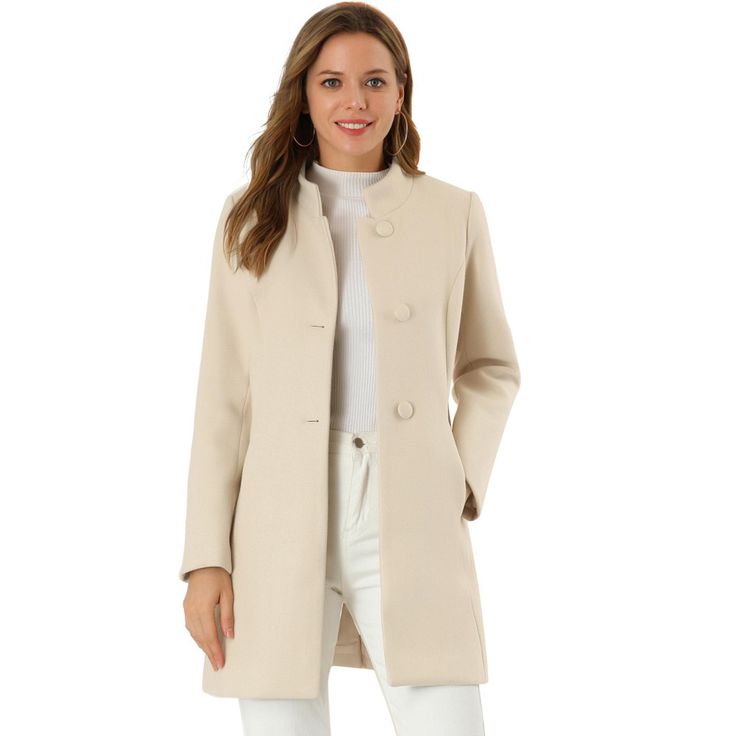 This long overcoat featuring a stand collar and single-breasted design adds a feminine and elegant feel to your winter look. The coat is spun from soft fabric and fully lined, which is comfortable for all-day wear with big slant pockets. A unique stand collar makes this regular outerwear more beautiful. It's a good choice for winter and cold fall. No matter what look you slip it over, this winter coat adds a layer of warmth and finishes the refined, warm, and effortless day-to-night look. Winter Overcoat, Long Overcoat, Long Winter Coats, Single Breasted Coat, Plaid Coat, Long Winter, Pea Coat, Office Casual, Work Office