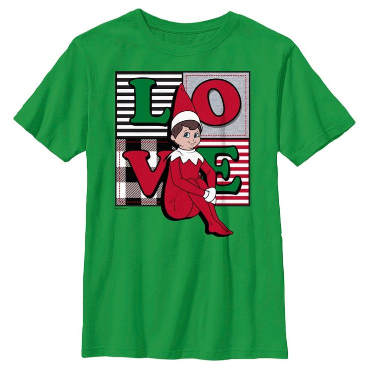 Gather the family and get cozy together in this officially licensed apparel from The Elf on the Shelf! Celebrate this fun-filled Christmas tradition and give Santa's scout elves extra support by wearing this The Elf on the Shelf Boys' Plaid Love Graphic T-Shirt that features the word "Love" spelled out in different patterned squares and a blue-eyed boy Scout Elf sitting across the front. Grab these cute and festive tees and join Santa's crew this holiday season! The Elf On The Shelf, Love Graphic, Christmas Tradition, Boys Plaid, Boys Graphic Tee, The Word Love, Boy Scout, Word Love, Graphic Tee Design