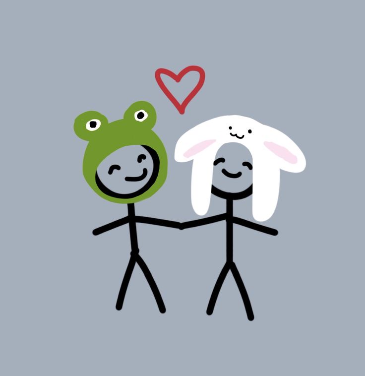 two people are holding hands with a frog on the other hand and a heart above them