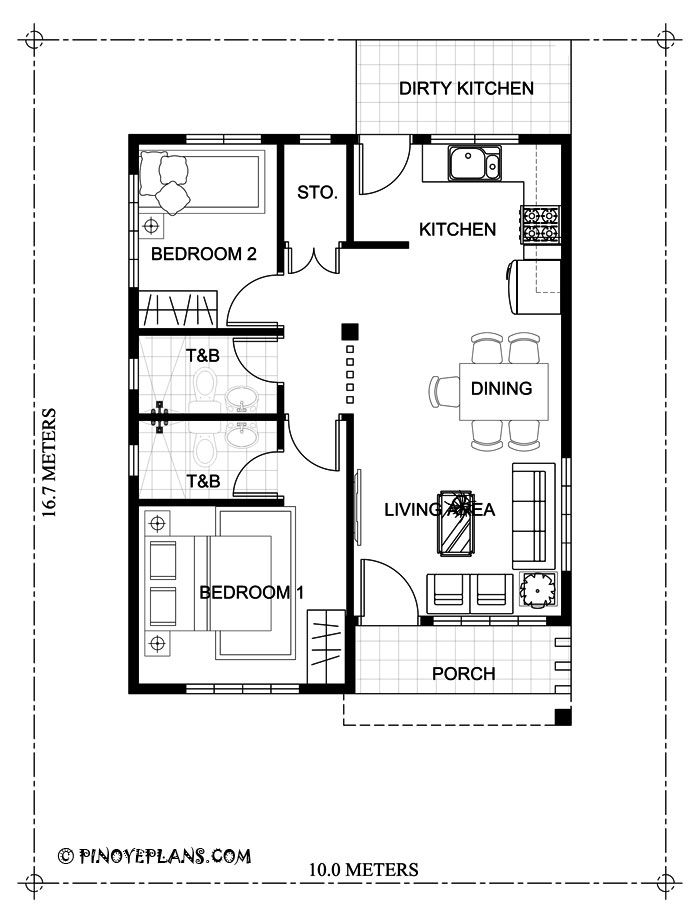 the floor plan for a two bedroom house