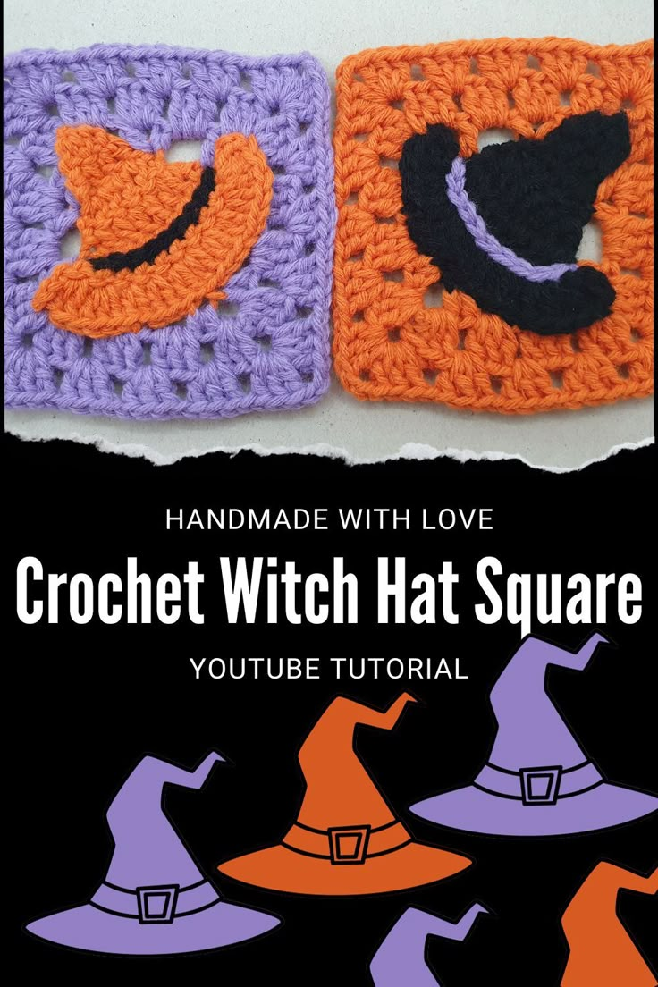 crochet witch hat square pattern for halloween