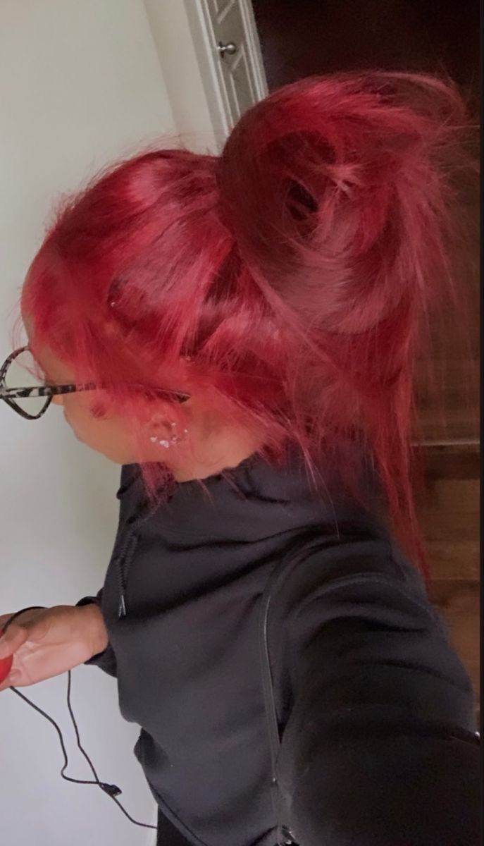 d Natural Hairstyles Red Hair, Red N Pink Hair, Fall Hair Dye For Black Women, Pretty Colored Hair, Pink And Ginger Hair Black Women, Partly Dyed Hair Ideas, Cute Hair Dye Colors, Red Dye Hair Ideas, Red Hair On Black Women Natural