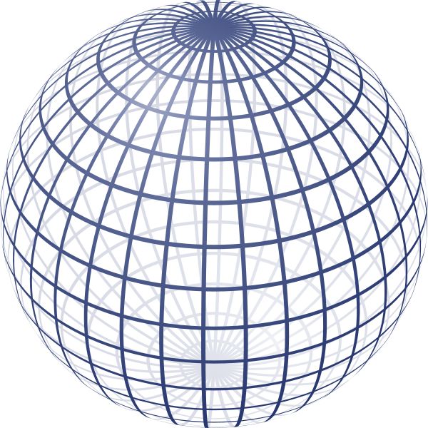 an image of a sphere that is made up of squares and lines in blue on a white background