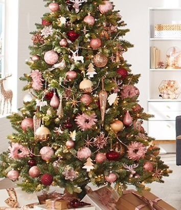 a decorated christmas tree in a living room