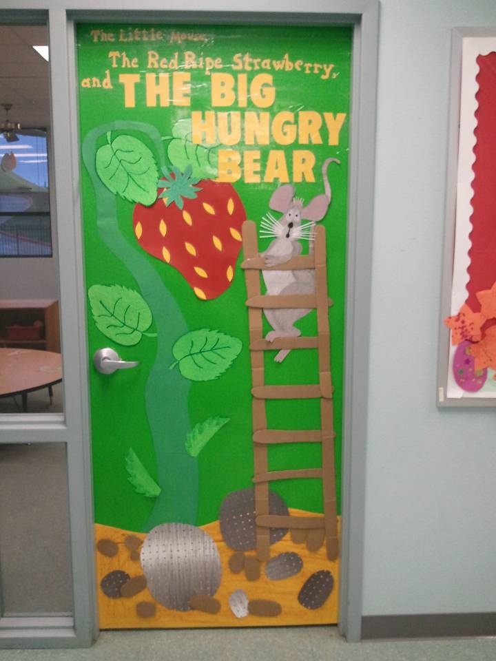 a door decorated to look like the big hungry bear